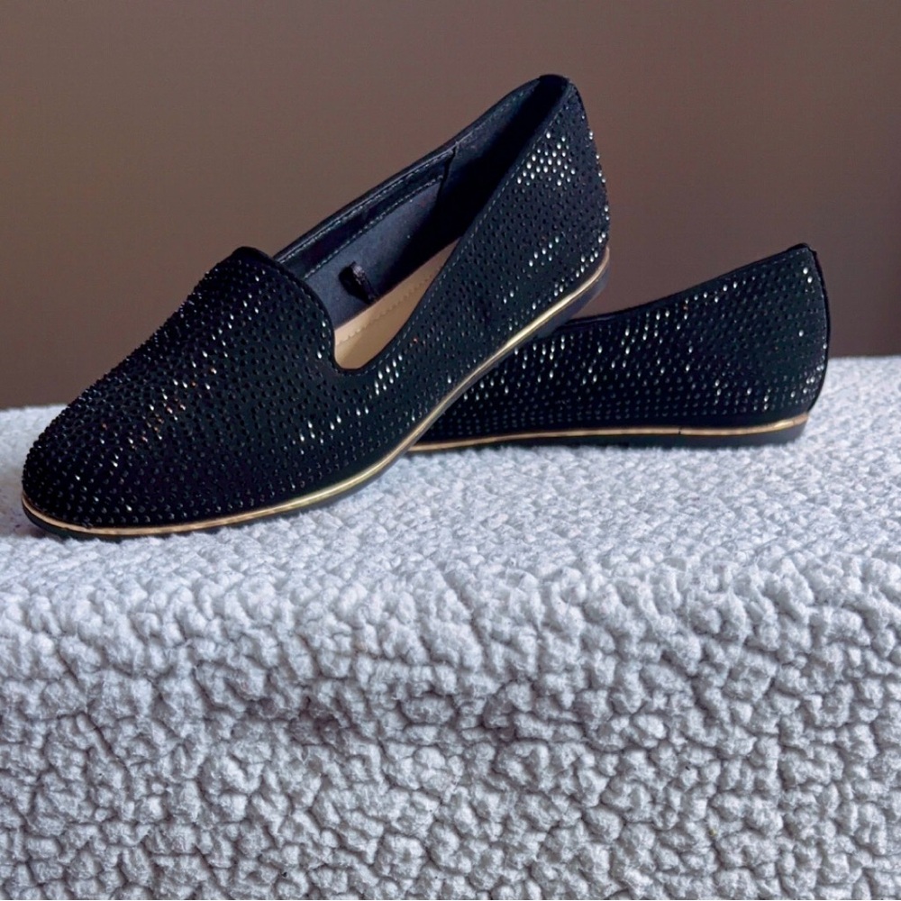 Black Studded Loafer w/ Gold Trim, sz.7